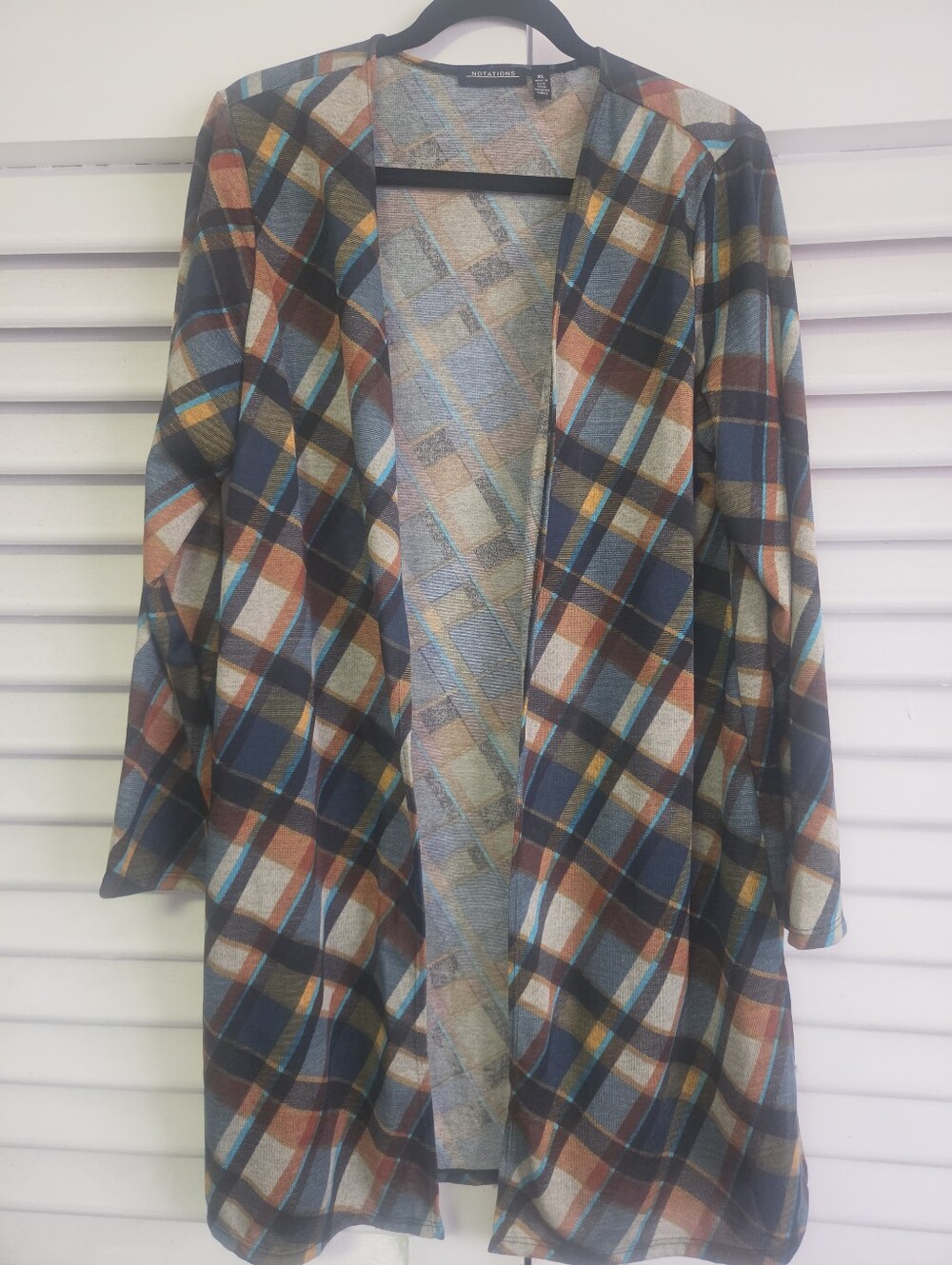 Unbranded Women's Open-Front Plaid Sweater Cardigan - Blue Multi